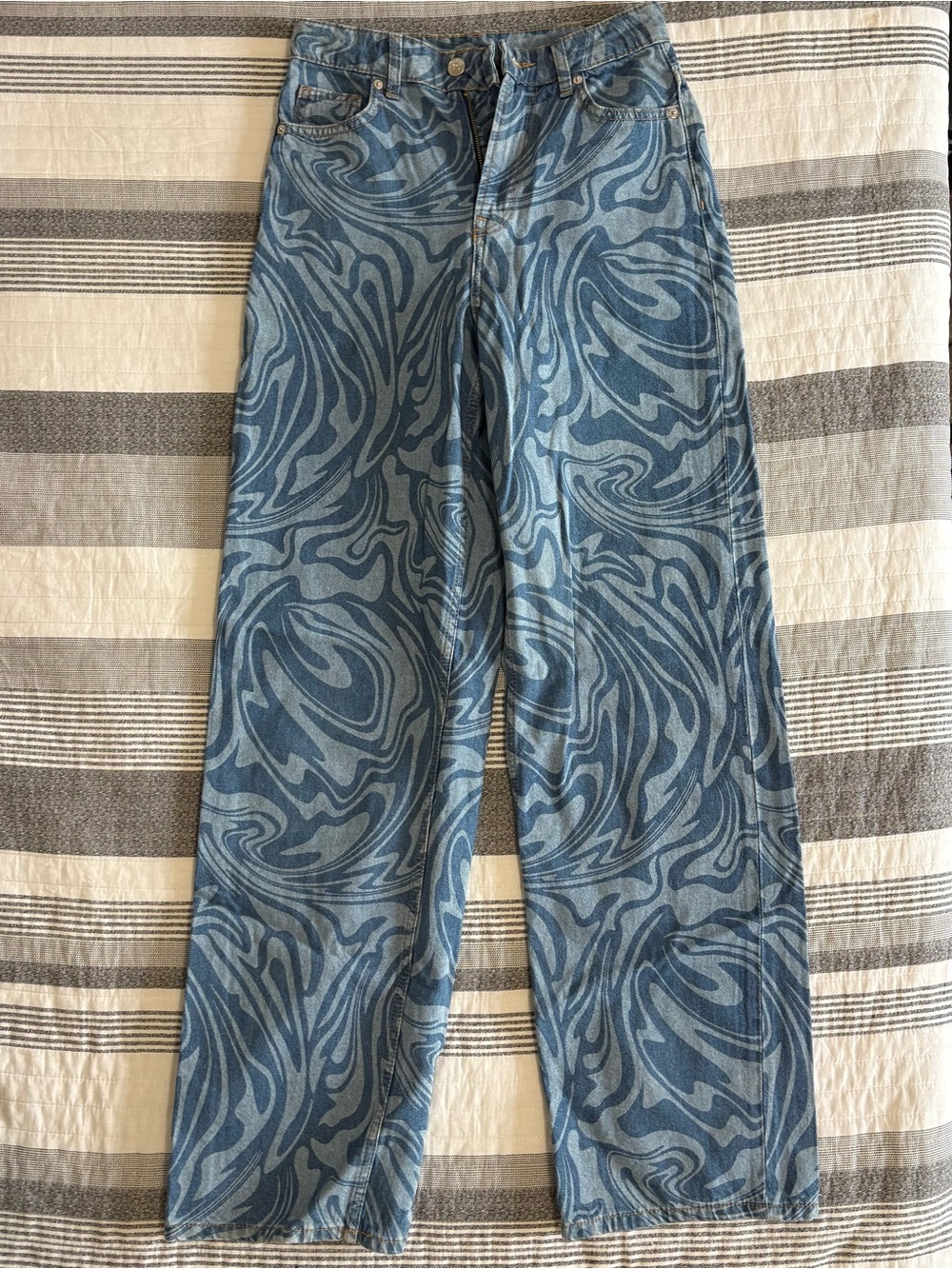 H&M Blue Swirl-Print Denim Jeans